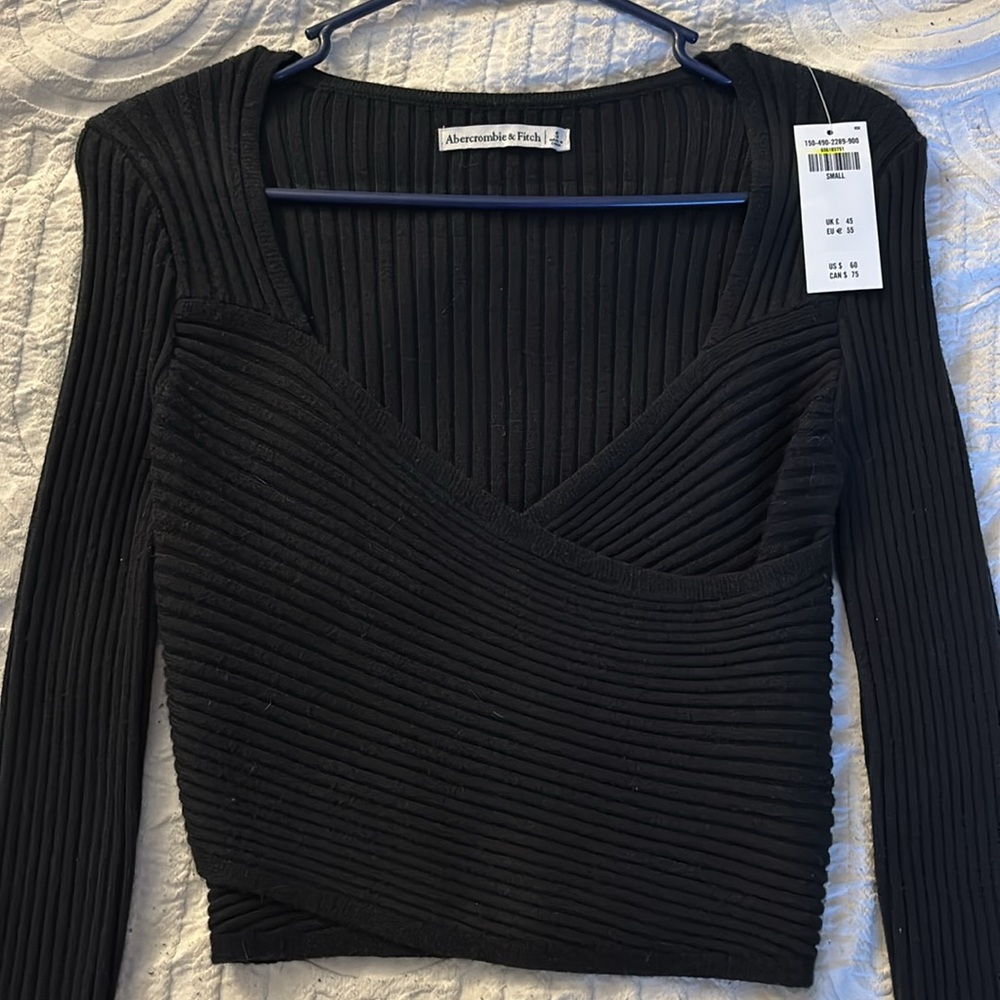 A&F Black Long Sleeve Wrap Top